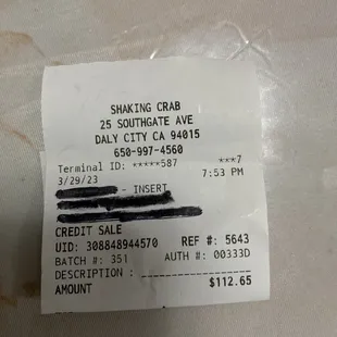 Our receipt