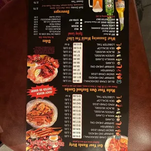 the menu for the restaurant