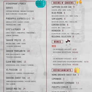 Drinks Menu