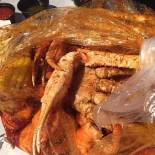 Combo: shrimp with no head and crab legs