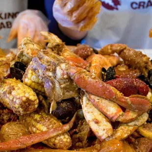 a pile of crab on a plate