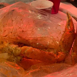 Snow crabs with Shakin' sauce.