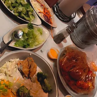 Soft shell crabs with side of broccoli