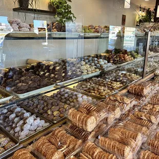 a display of a variety of pastries