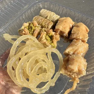 Pistachio &amp; walnut baklava and jalebi