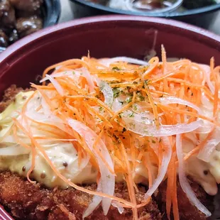 a close up of a bowl of food
