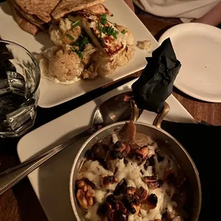 Mushroom Saganaki, Sicilian Cauliflower and Halloumi Cheese