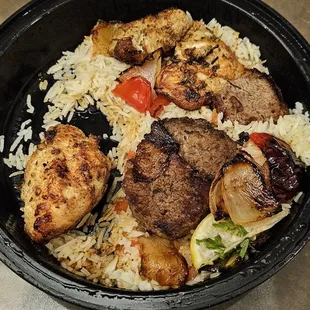 Mixed grill, which was $45 and change after tax. You can&apos;t give me a full serving of rice for that price???