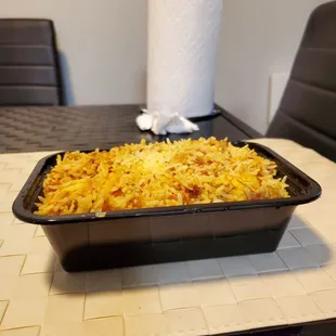 a tray of food on a table