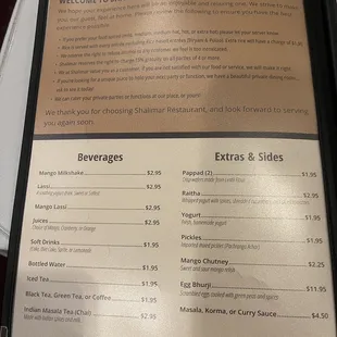 Shalimar menu - page 2