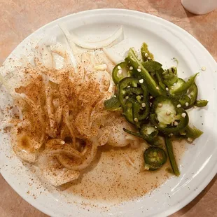 Onion Lemon Spices and Jalapenos