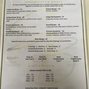 Lunch menu