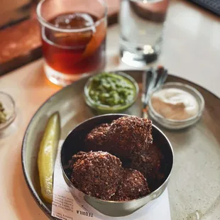 Falafel w/tahina and s'hug.