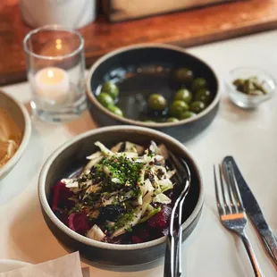 Beet salad, veganized.