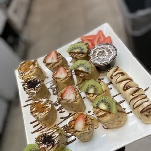 a platter of desserts