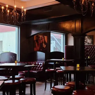 a dimly lit restaurant