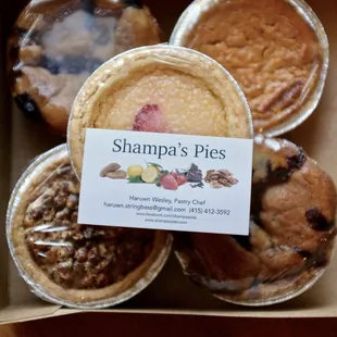 5 mini pies for $30. $7 individually. Steep pricing but tasty and not overly sweet.