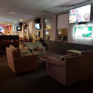 Lounge seating for group sporting events. Watch your favorite team in comfort.