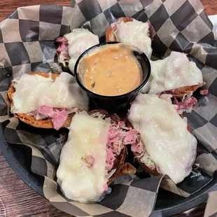 Reuben skins and thousand island dressing