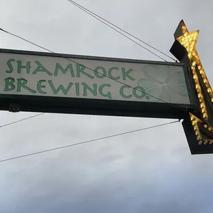 a sign for shamrock brewing