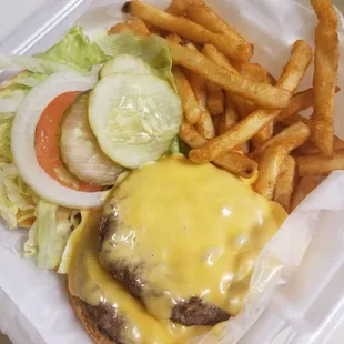 Double cheeseburger with fries