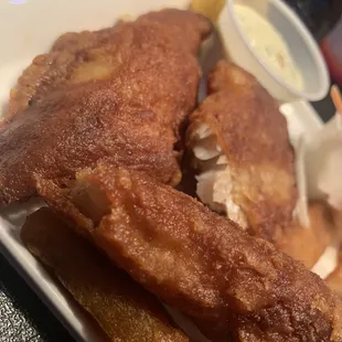 My OVER FRIED fish &amp; chips. This is a pub, this is &quot; fast food &quot; quality. Pretty bad &amp; tasted terrible, like grease.