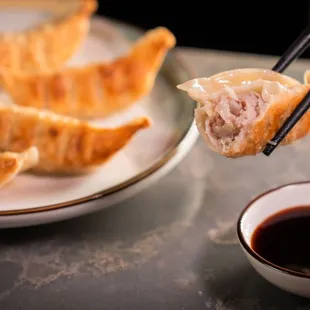 Pan fried pork dumpling.