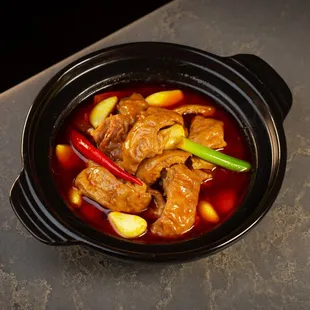 Stewed Pork intestine With spicy miso and garlic.
