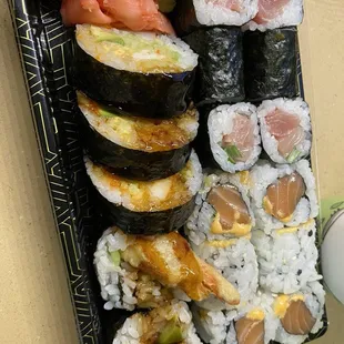 3 roll lunch special  Yellowtail scallion roll   Spicy Salmon Roll Shrimp Tempura Roll