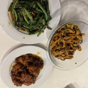 Sesame Paste Noodles, Dry Braised Green Beans, Shan Dong Chicken