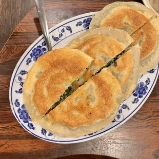 Greasy & flavorless House Special Pancake Stuffed with Leeks