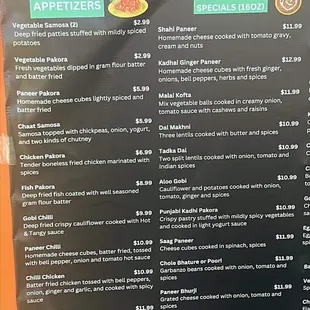 ows the menu