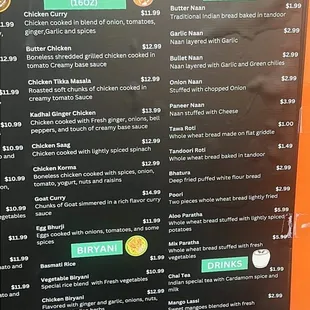 ows menu for indian food
