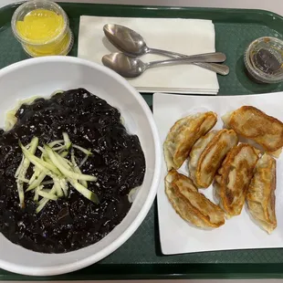 Jajangmyeon and fried dumplings