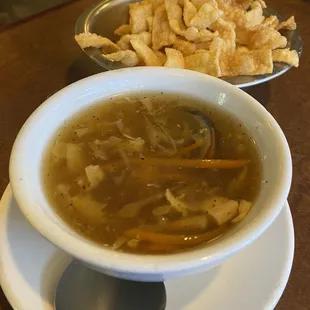 Hot and sour soup. Normally very good. This time it was loaded with white onions.