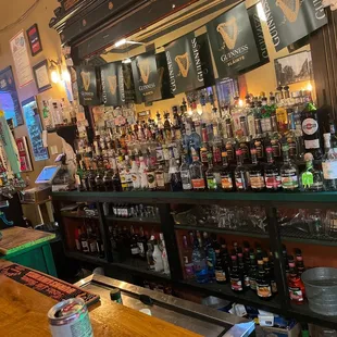 a bar filled with liquor