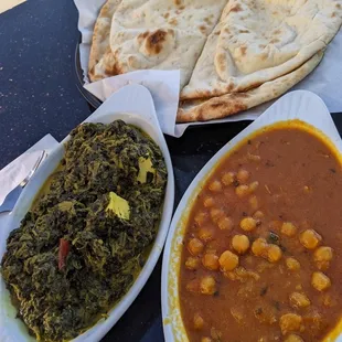 Palak Paneer Chana Masala Aloo Naan Plain Naan