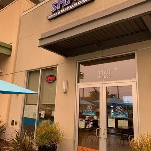 the entrance to the restaurant