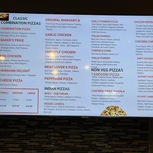 menu and prices