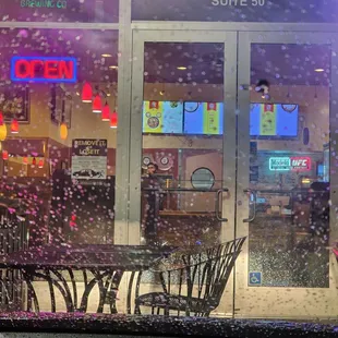 I'm waiting in the rain, waiting to make sure he gets his food