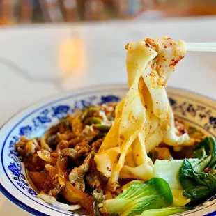 12. Hand-Pulled Noodles With Cumin Beef  @phidingthefam