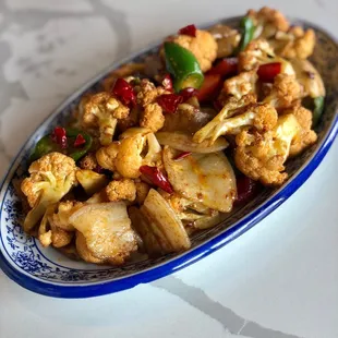 64. Dry Fried Cauliflower with Twice Cooked Pork