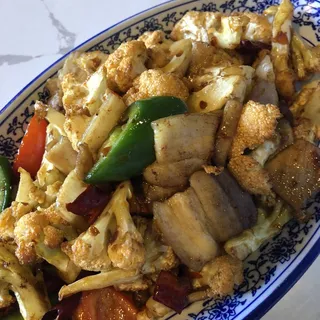 65. Dry Fried Cauliflower with Twice Cooked Pork