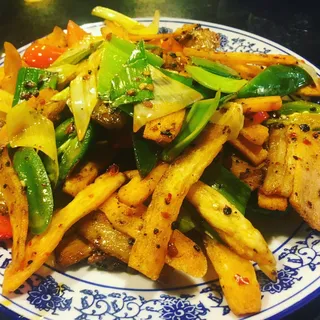 44. Spicy Twice Cooked Pork with Noodles Pieces