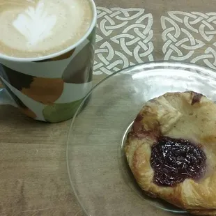 Raspberry croissant and Latte!