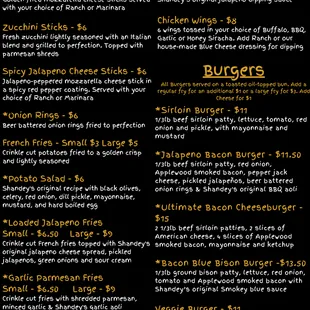 Newest menu - Apps and Burgers