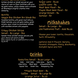 Newest Menu - Extras, Soft Serve and Drinks