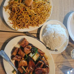 Chow Mein* with fried tofu and  Chinese Braised Tofu