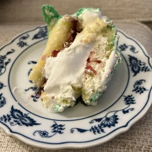 Messy pic, but a delicious Princess cake slice.