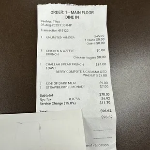 This place has a  service fee, they don't have Signs or tell you. For Chicken and Waffles. Service was terrible.  No air conditioner.